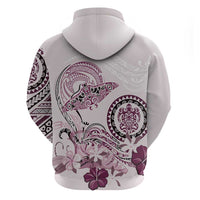 Polynesian Manta Ray Hoodie Pink Floral Turtle Tattoo - Polynesian Pride