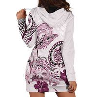 Polynesian Manta Ray Hoodie Dress Pink Floral Turtle Tattoo - Polynesian Pride