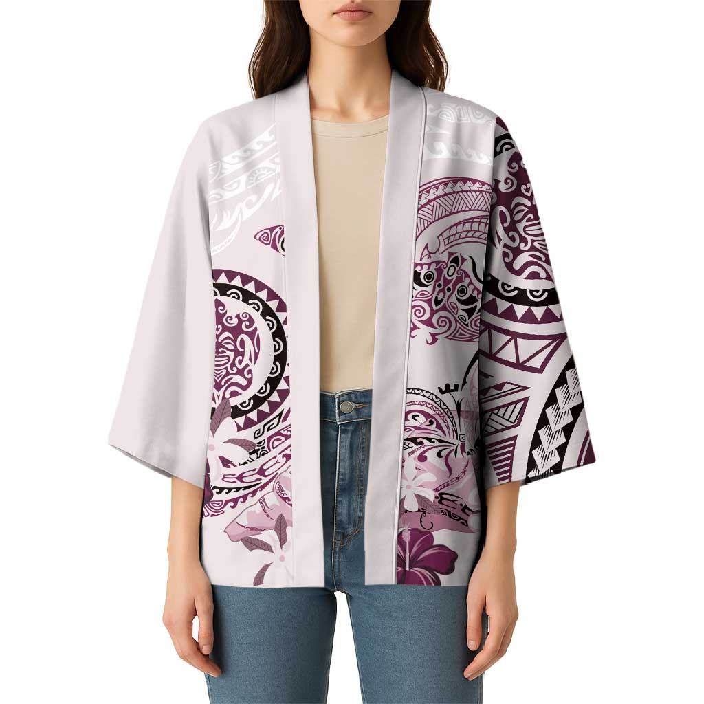 Polynesian Manta Ray Kimono Pink Floral Turtle Tattoo - Polynesian Pride