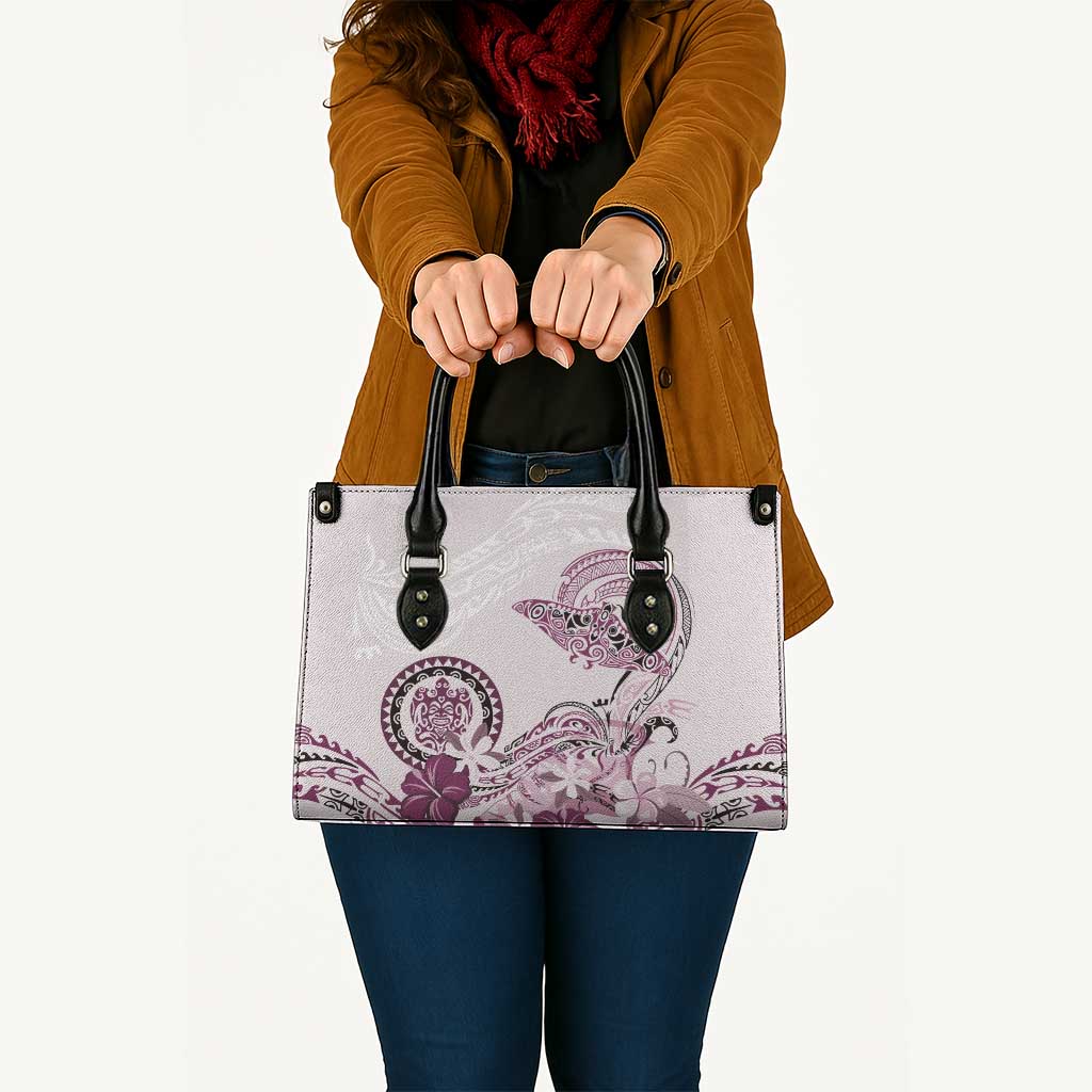 Polynesian Manta Ray Leather Bag Pink Floral Turtle Tattoo - Polynesian Pride