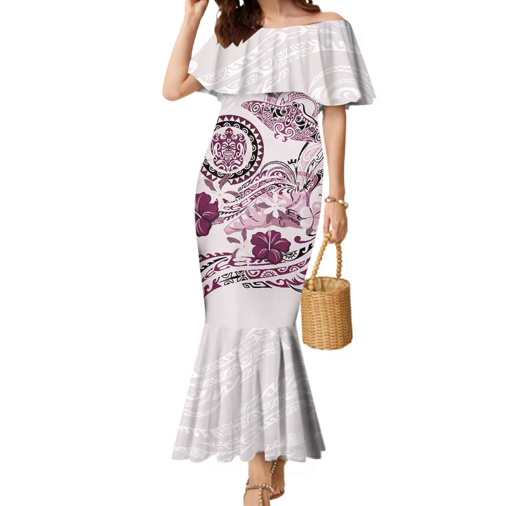 Polynesian Manta Ray Mermaid Dress Pink Floral Turtle Tattoo - Polynesian Pride