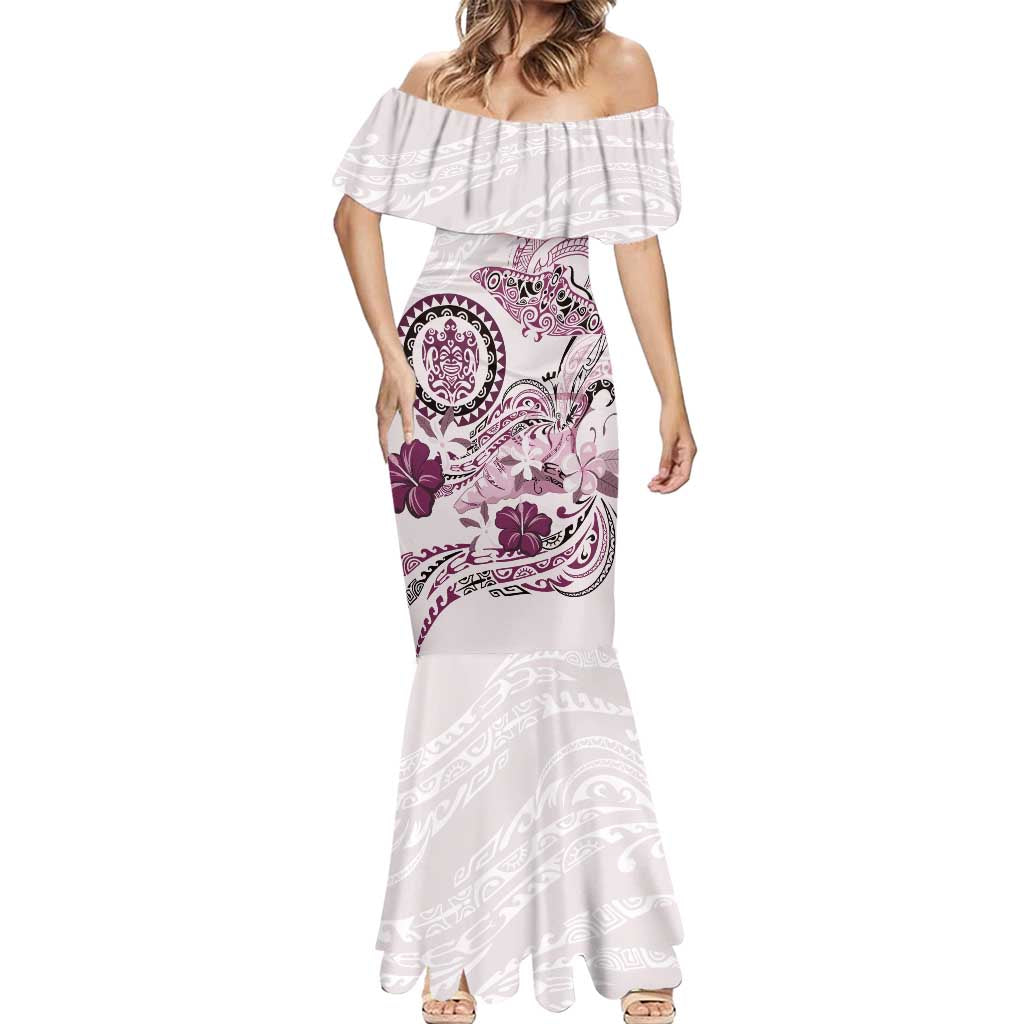 Polynesian Manta Ray Mermaid Dress Pink Floral Turtle Tattoo - Polynesian Pride
