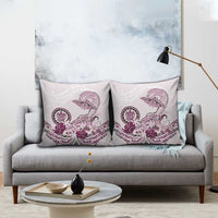 Polynesian Manta Ray Pillow Cover Pink Floral Turtle Tattoo - Polynesian Pride