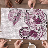 Polynesian Manta Ray Puzzle Pink Floral Turtle Tattoo - Polynesian Pride