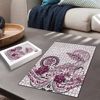 Polynesian Manta Ray Puzzle Pink Floral Turtle Tattoo - Polynesian Pride