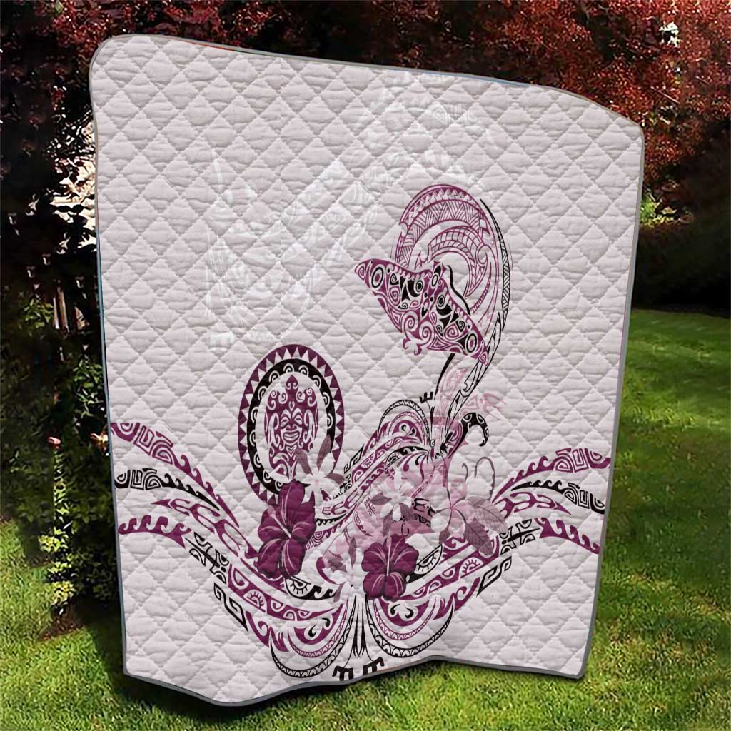Polynesian Manta Ray Quilt Pink Floral Turtle Tattoo - Polynesian Pride