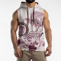 Polynesian Manta Ray Sleeveless Hoodie Pink Floral Turtle Tattoo - Polynesian Pride