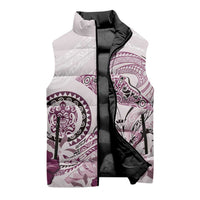 Polynesian Manta Ray Sleeveless Puffer Jacket Pink Floral Turtle Tattoo - Polynesian Pride