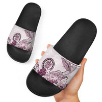 Polynesian Manta Ray Slide Sandals Pink Floral Turtle Tattoo - Polynesian Pride