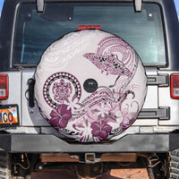 Polynesian Manta Ray Spare Tire Cover Pink Floral Turtle Tattoo - Polynesian Pride
