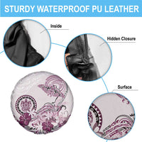 Polynesian Manta Ray Spare Tire Cover Pink Floral Turtle Tattoo - Polynesian Pride