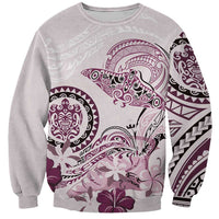 Polynesian Manta Ray Sweatshirt Pink Floral Turtle Tattoo - Polynesian Pride