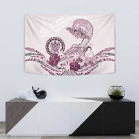 Polynesian Manta Ray Tapestry Pink Floral Turtle Tattoo - Polynesian Pride