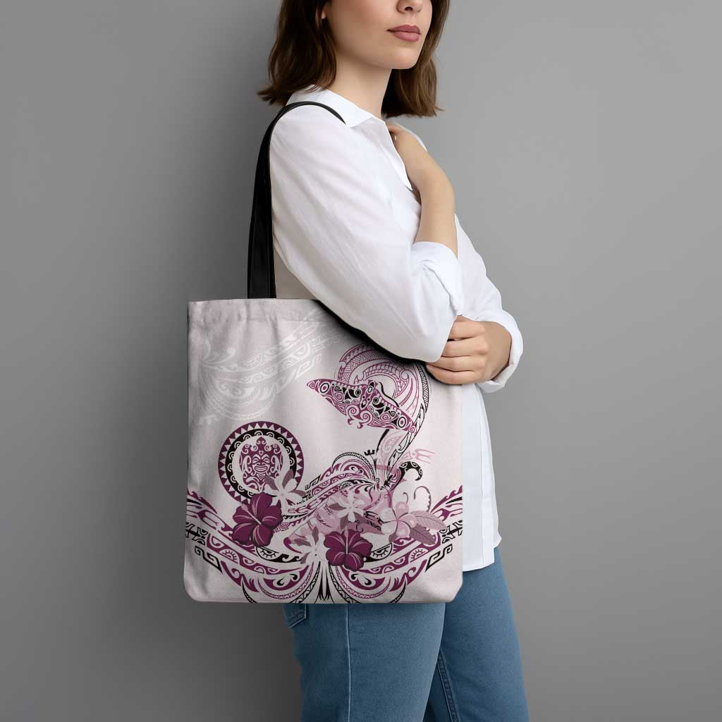 Polynesian Manta Ray Tote Bag Pink Floral Turtle Tattoo LT9 - Polynesian Pride
