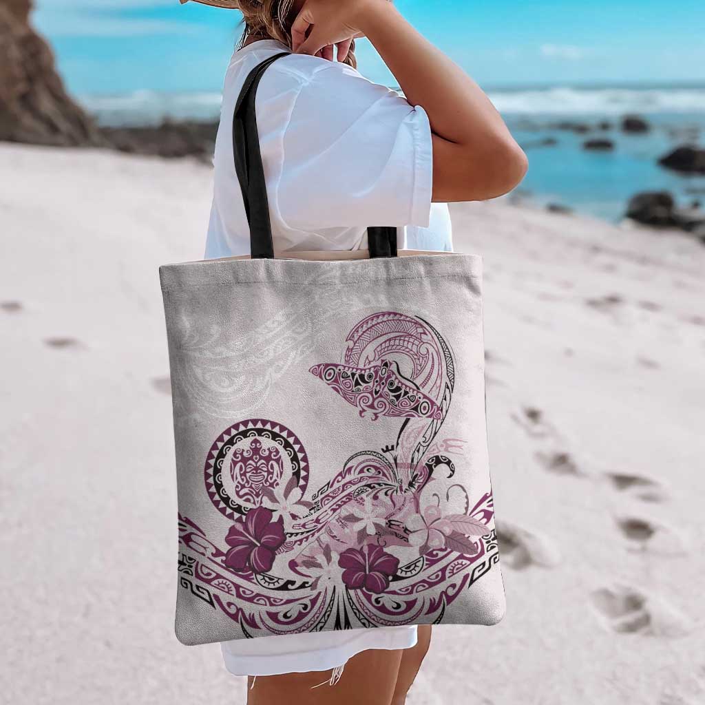 Polynesian Manta Ray Tote Bag Pink Floral Turtle Tattoo LT9 - Polynesian Pride