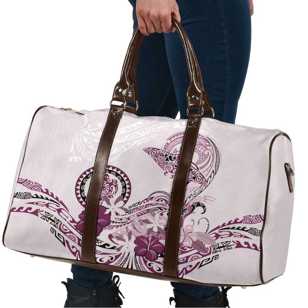 Polynesian Manta Ray Travel Bag Pink Floral Turtle Tattoo - Polynesian Pride