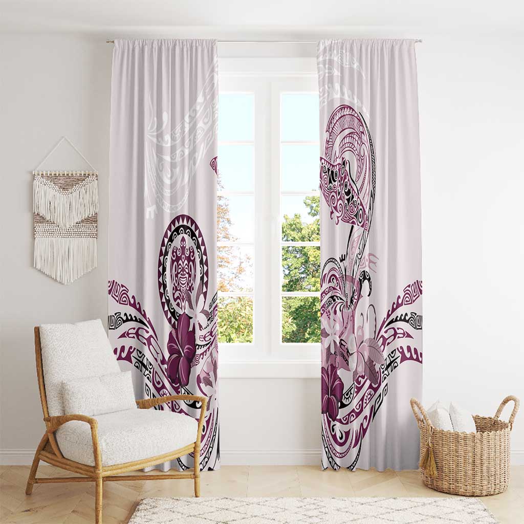 Polynesian Manta Ray Window Curtain Pink Floral Turtle Tattoo - Polynesian Pride