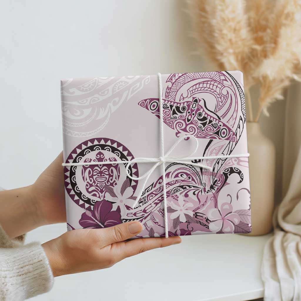 Polynesian Manta Ray Wrapping Paper Pink Floral Turtle Tattoo - Polynesian Pride