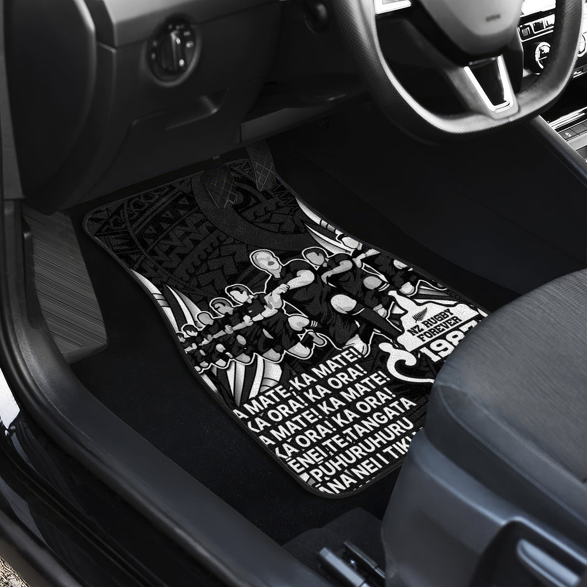 New Zealand Rugby Car Mats Black Haka Dance With NZ Champions History LT9 - Polynesian Pride