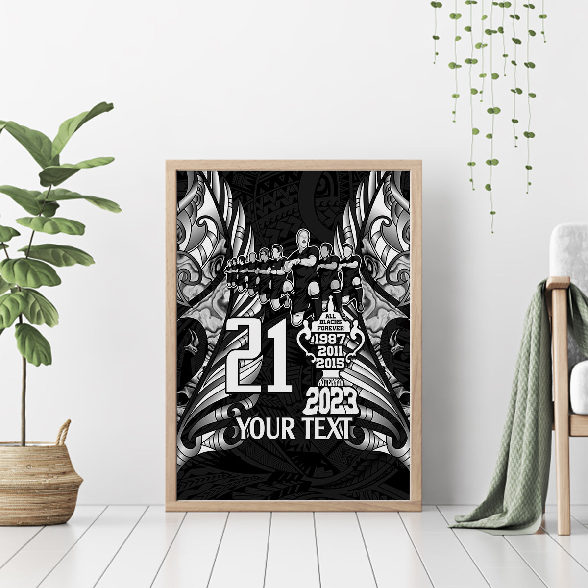 Custom New Zealand Rugby Canvas Wall Art Black Haka Dance With NZ Champions History LT9 - Polynesian Pride