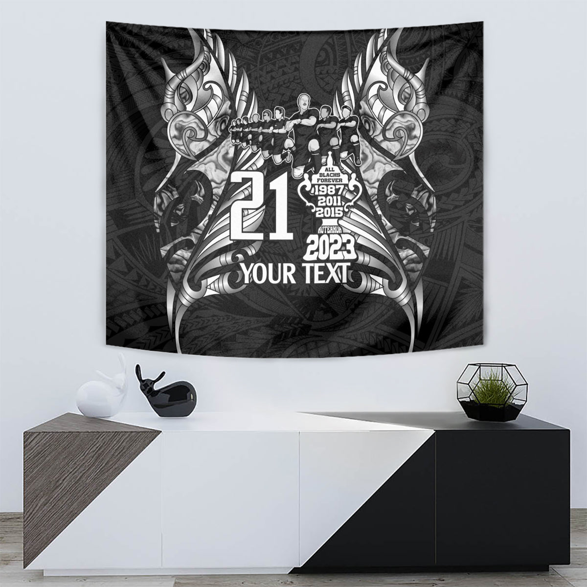 Custom New Zealand Rugby Tapestry Black Haka Dance With NZ Champions History LT9 - Polynesian Pride