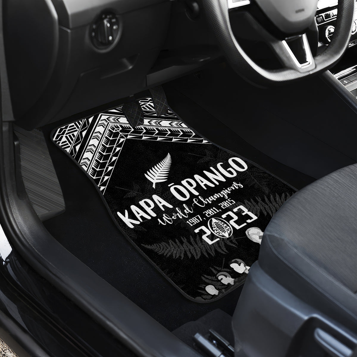 NZ Rugby Car Mats Kapa Opango Maori Haka With Years of The All Black Champions LT9 - Polynesian Pride