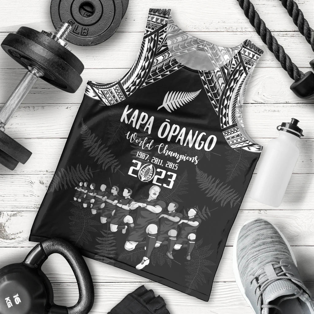 NZ Rugby Men Tank Top Kapa Opango Maori Haka With Years of The All Black Champions LT9 - Polynesian Pride