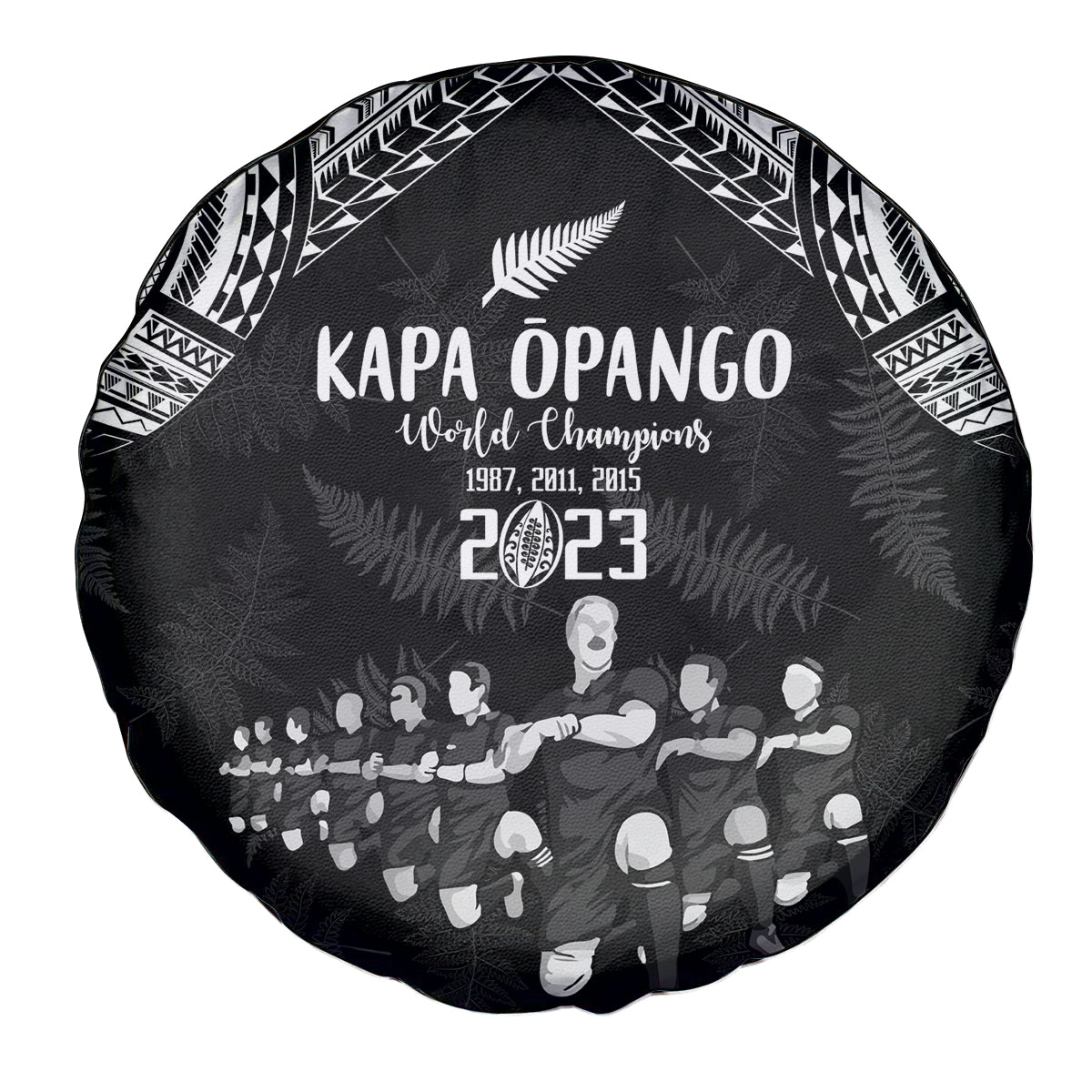 NZ Rugby Spare Tire Cover Kapa Opango Maori Haka With Years of The All Black Champions LT9 - Polynesian Pride