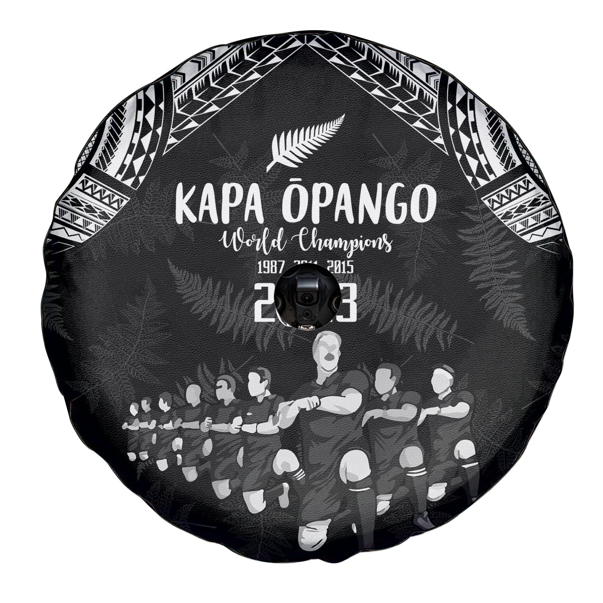 NZ Rugby Spare Tire Cover Kapa Opango Maori Haka With Years of The All Black Champions LT9 - Polynesian Pride