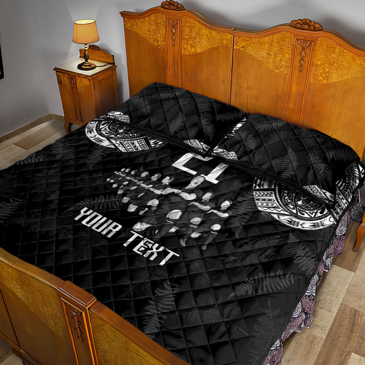 Custom NZ Rugby Quilt Bed Set Kapa Opango Maori Haka With Years of The All Black Champions LT9 - Polynesian Pride