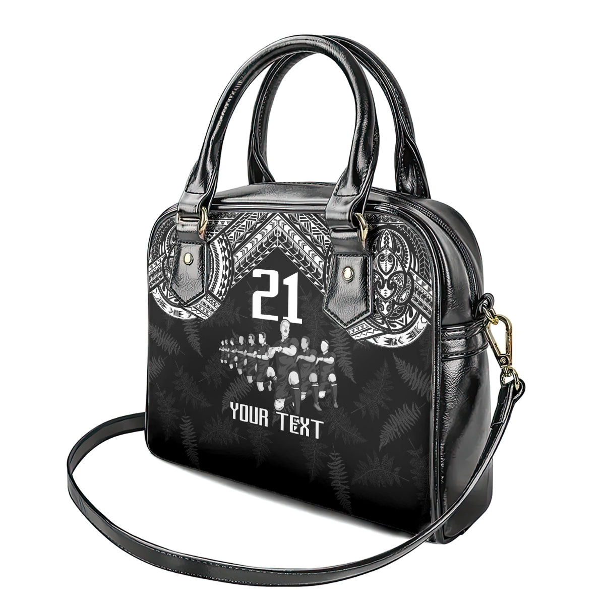 Custom NZ Rugby Shoulder Handbag Kapa Opango Maori Haka With Years of The All Black Champions LT9 - Polynesian Pride