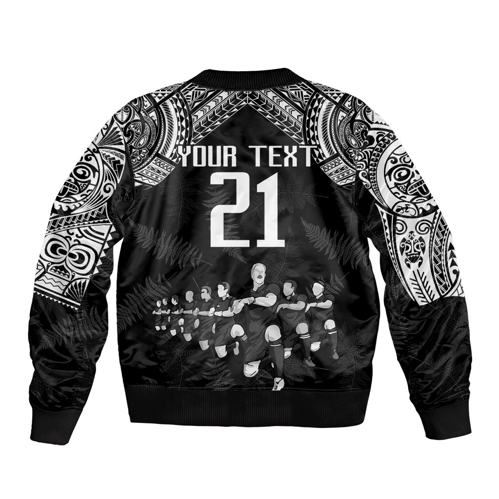 Custom NZ Rugby Sleeve Zip Bomber Jacket Kapa Opango Maori Haka With Years of The All Black Champions LT9 - Polynesian Pride