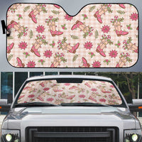 Beige Paniolo Palaka Hawaiian Cowgirl Christmas Auto Sun Shade - Polynesian Pride