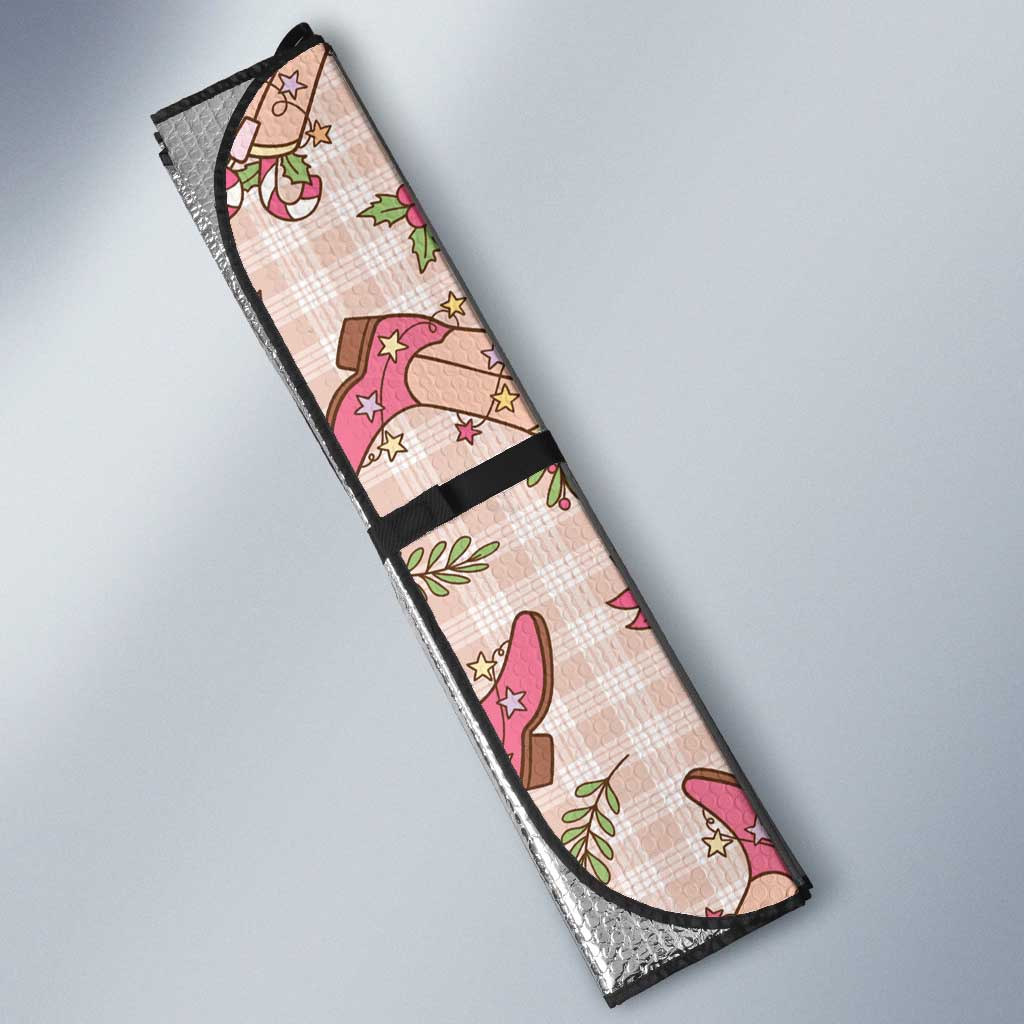 Beige Paniolo Palaka Hawaiian Cowgirl Christmas Auto Sun Shade - Polynesian Pride