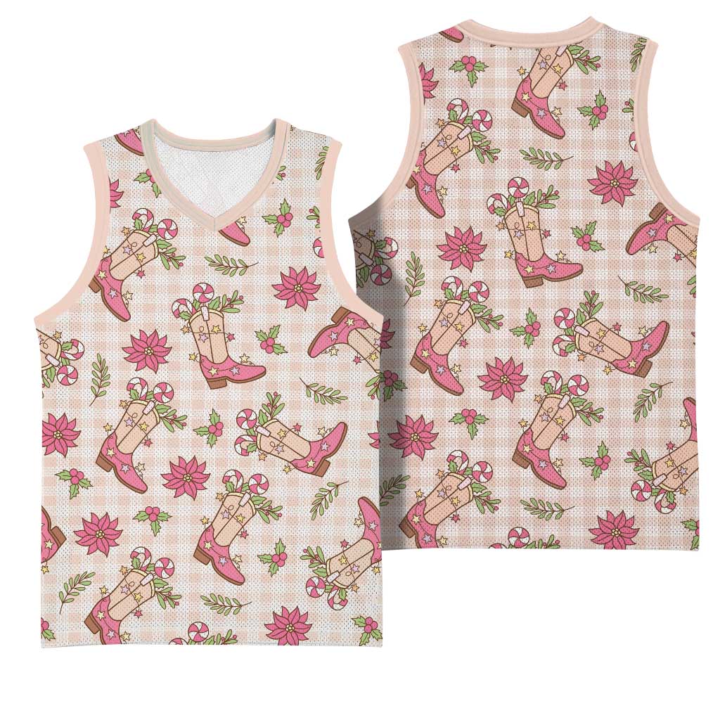 Beige Paniolo Palaka Hawaiian Cowgirl Christmas Basketball Jersey - Polynesian Pride