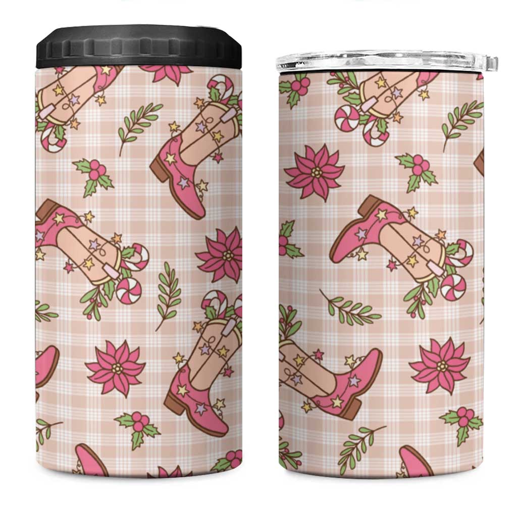 Beige Paniolo Palaka Hawaiian Cowgirl Christmas 4 in 1 Can Cooler Tumbler - Polynesian Pride
