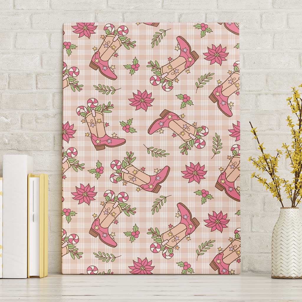 Beige Paniolo Palaka Hawaiian Cowgirl Christmas Canvas Wall Art - Polynesian Pride