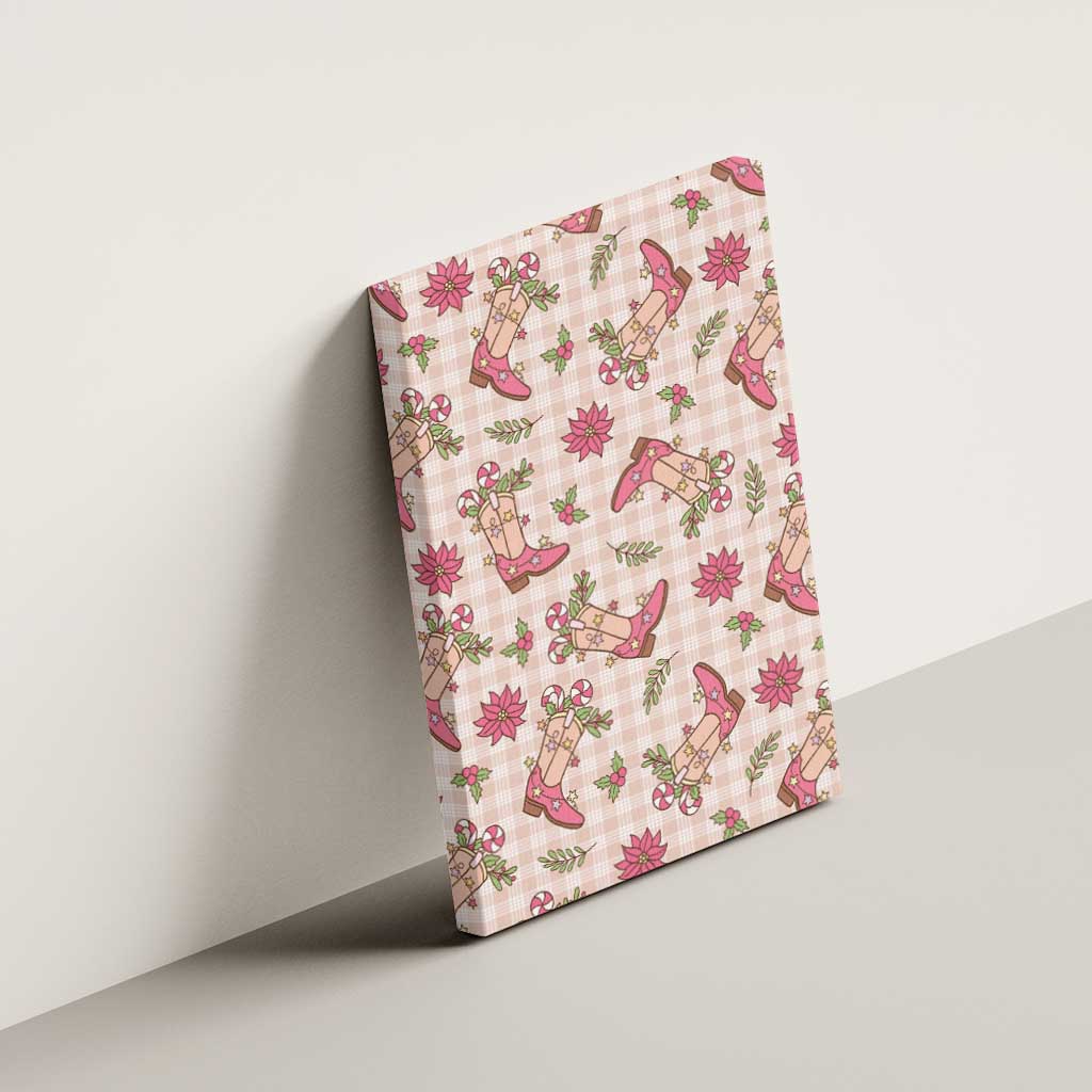 Beige Paniolo Palaka Hawaiian Cowgirl Christmas Canvas Wall Art - Polynesian Pride