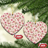 Beige Paniolo Palaka Hawaiian Cowgirl Christmas Ceramic Ornament - Polynesian Pride