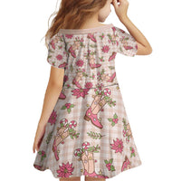 Beige Paniolo Palaka Hawaiian Cowgirl Christmas Family Matching Short Sleeve Bodycon Dress and Hawaiian Shirt - Polynesian Pride