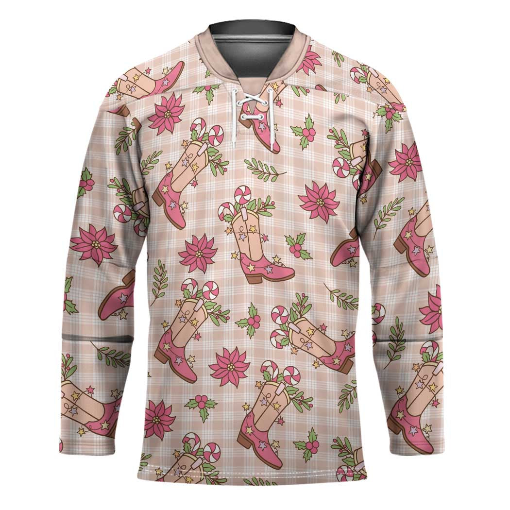 Beige Paniolo Palaka Hawaiian Cowgirl Christmas Hockey Jersey - Polynesian Pride