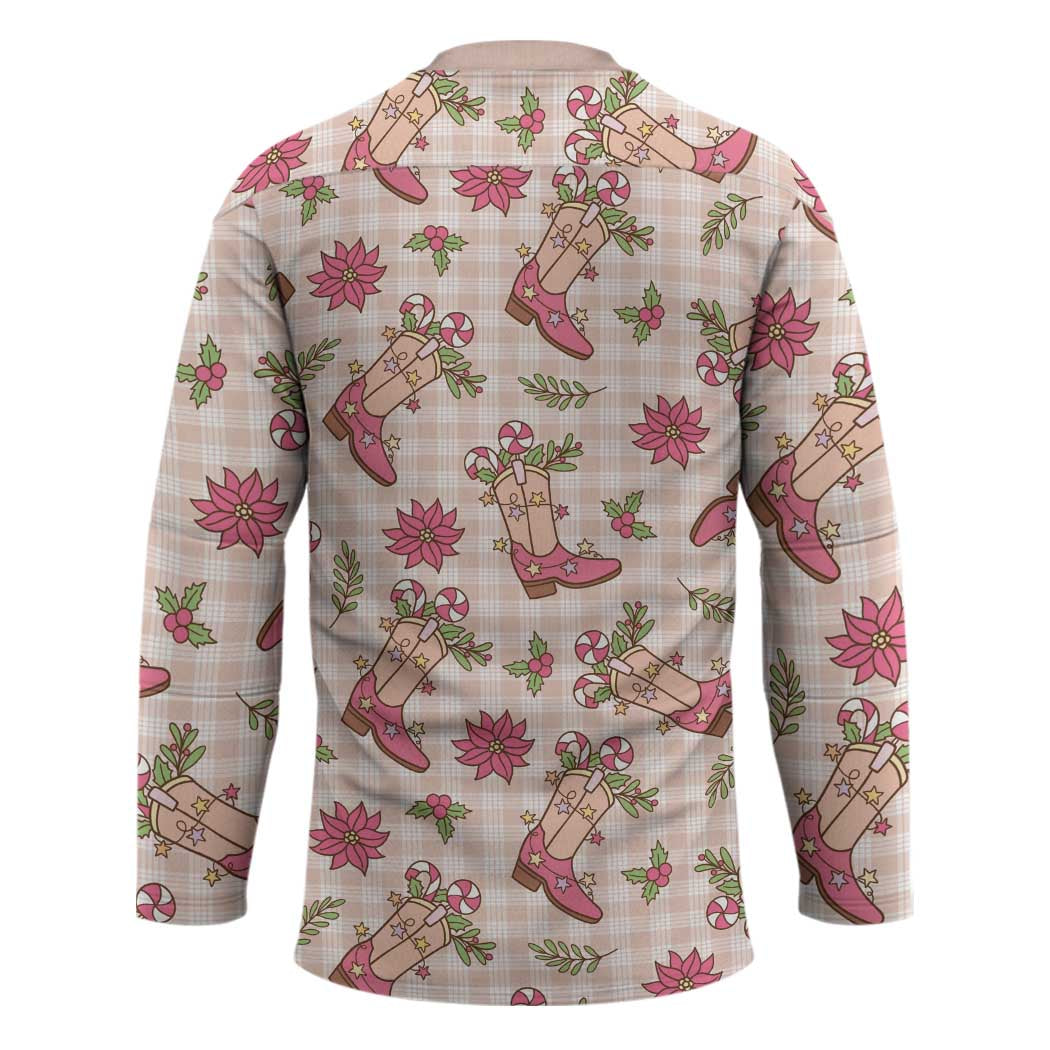 Beige Paniolo Palaka Hawaiian Cowgirl Christmas Hockey Jersey - Polynesian Pride