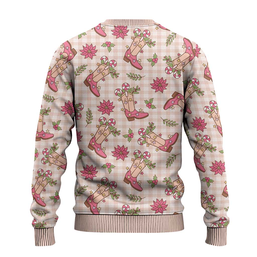 Beige Paniolo Palaka Hawaiian Cowgirl Christmas Ugly Christmas Sweater - Polynesian Pride