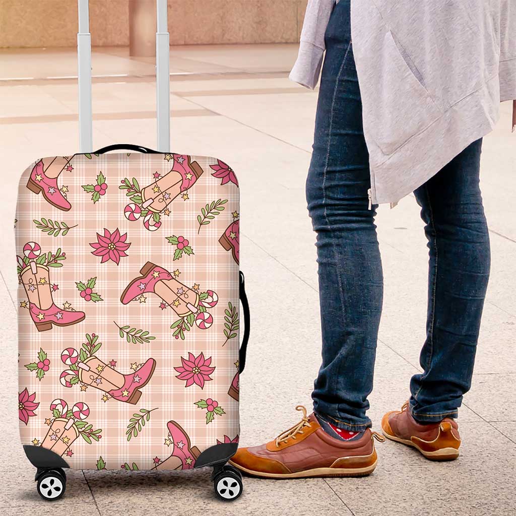 Beige Paniolo Palaka Hawaiian Cowgirl Christmas Luggage Cover - Polynesian Pride