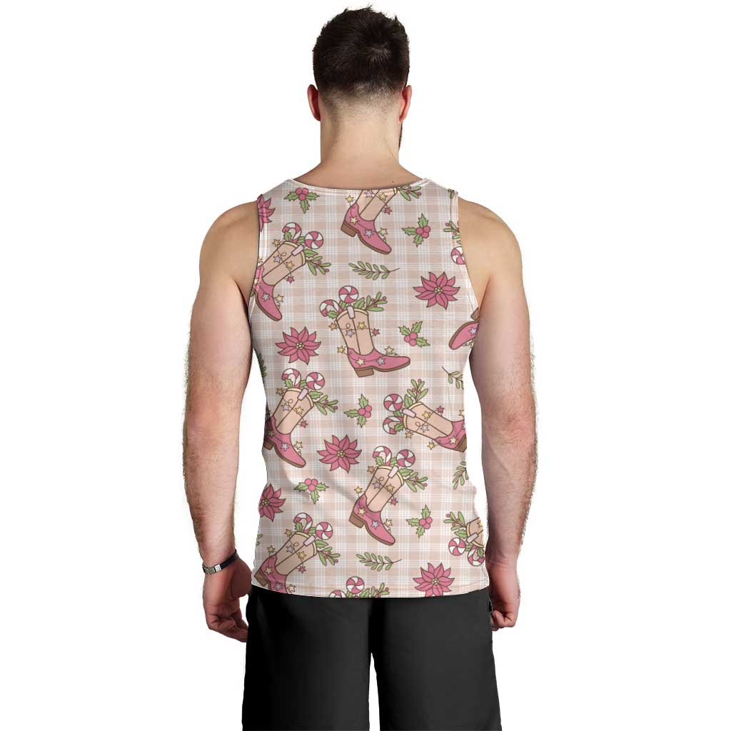 Beige Paniolo Palaka Hawaiian Cowgirl Christmas Men Tank Top - Polynesian Pride