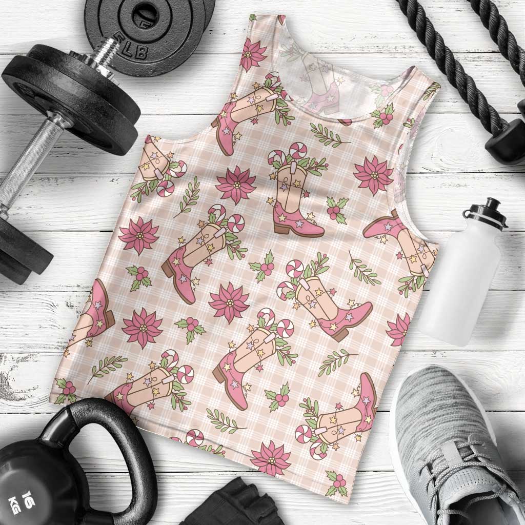 Beige Paniolo Palaka Hawaiian Cowgirl Christmas Men Tank Top - Polynesian Pride