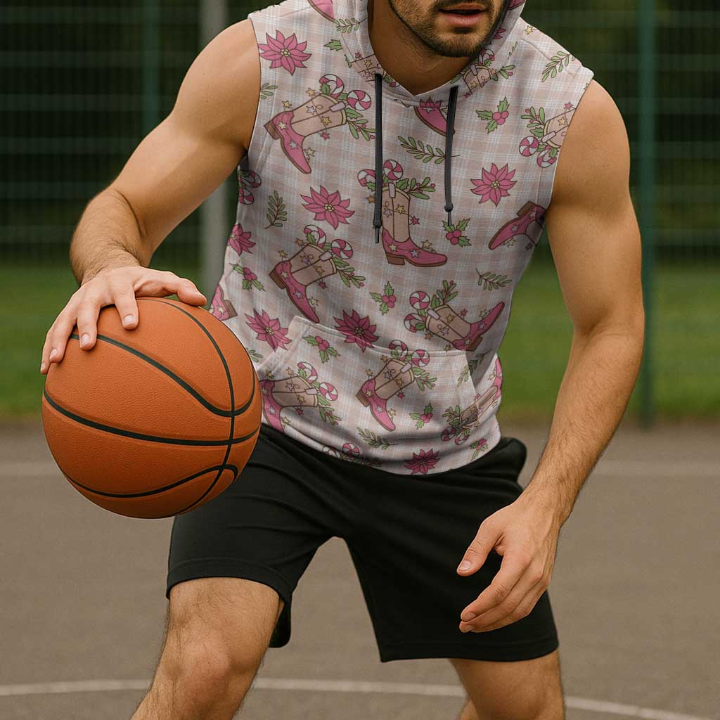 Beige Paniolo Palaka Hawaiian Cowgirl Christmas Sleeveless Hoodie - Polynesian Pride