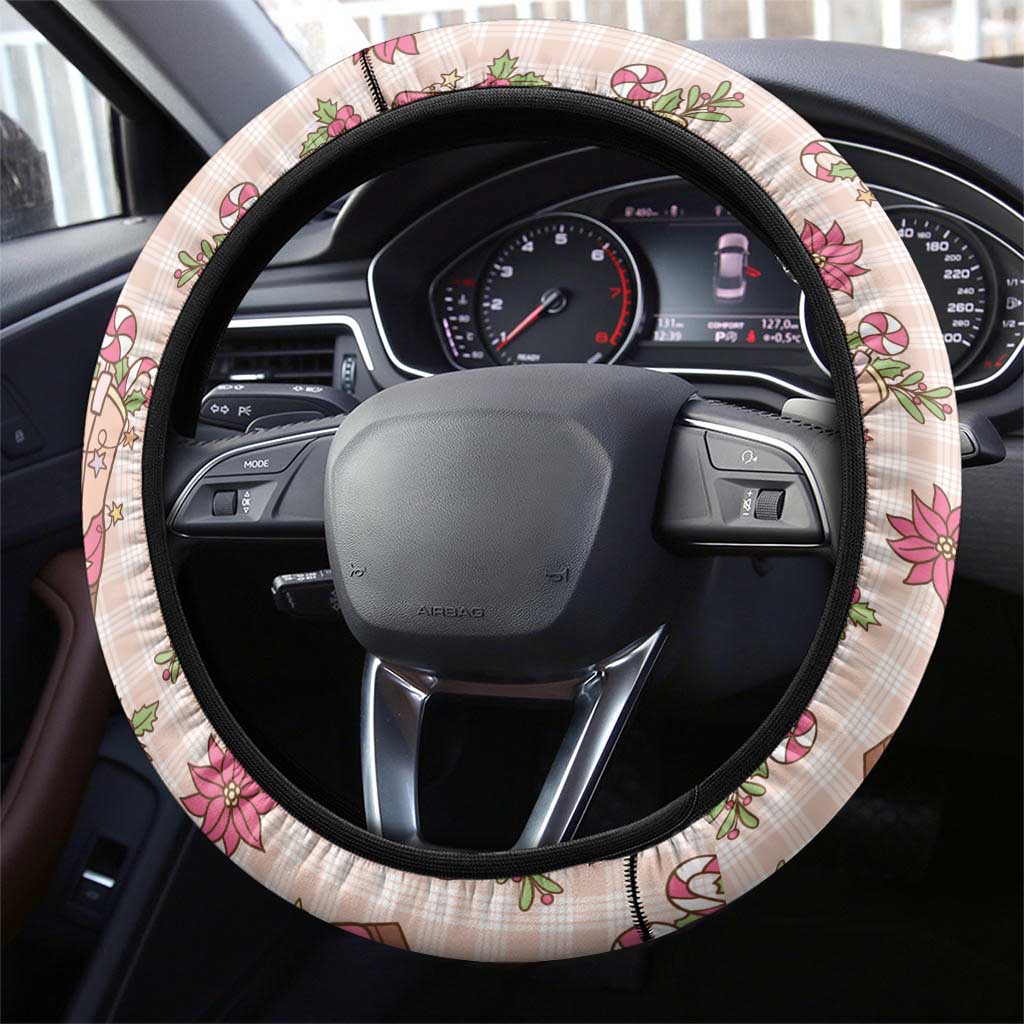 Beige Paniolo Palaka Hawaiian Cowgirl Christmas Steering Wheel Cover - Polynesian Pride