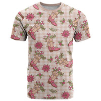 Beige Paniolo Palaka Hawaiian Cowgirl Christmas T Shirt - Polynesian Pride