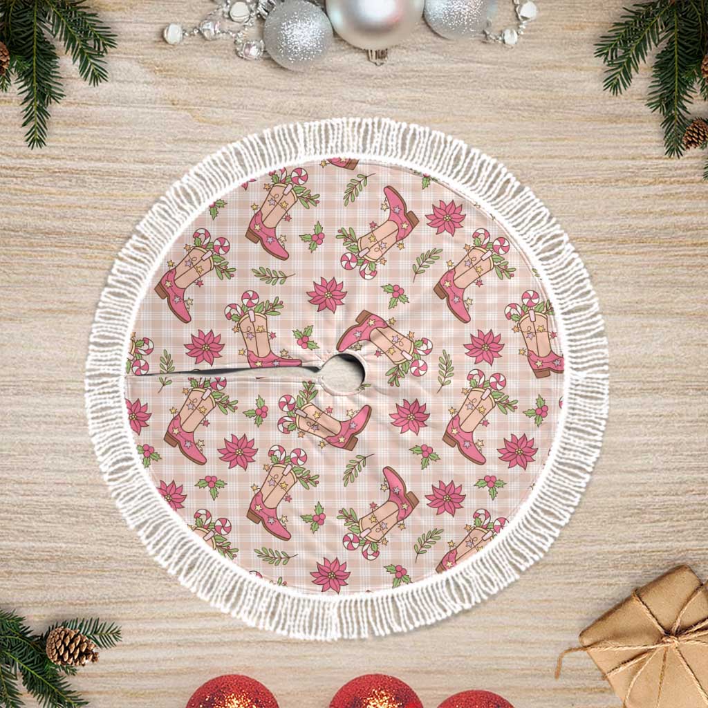 Beige Paniolo Palaka Hawaiian Cowgirl Christmas Tree Skirt - Polynesian Pride